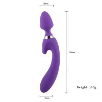 LEBOOM Çift Taraflı Klitoris ve G-Spot Uyarıcı Wand Massager Dildo Vibratör - Mor