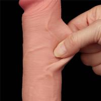 Leo - Hareketli Kayar Deri Çift Katmanlı Realistik Vibratör Dildo Ultra Yumuşak Testissiz Gerçekçi Titreşimli Yapay Penis