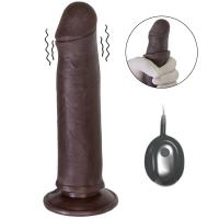 Lionel - Hareketli Kayar Deri Çift Katmanlı Realistik Vibratör Dildo Ultra Yumuşak Testissiz Gerçekçi Titreşimli Zenci Yapay Penis