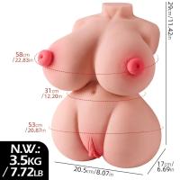 Olivia - Anal Vajina Göğüs Girişli 3 in 1 Yarım Realistik Manken Titreşimli Isıtmalı Suni Vajina 3.5 KG