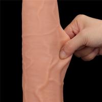 Parker - Mega Boy Hareketli Kayar Deri Çift Katmanlı Realistik Vibratör Dildo Ultra Yumuşak Gerçekçi Titreşimli Yapay Penis