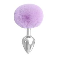 Paslanmaz Çelik Lila Tavşan Kuyruklu Pürüzsüz Silver Bunny Tail Metal Anal Butt Plug
