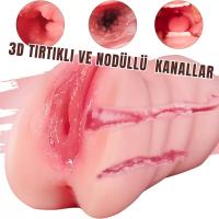 Daria - Realistik Dokulu Oral Anal Vajinal 3 in 1 Titreşimli Suni Vajina