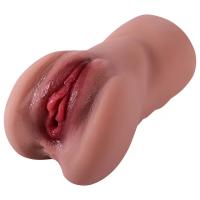 Natasha - Realistik Dokulu Melez Anal Vajinal 2 in 1 Titreşimli Suni Vajina