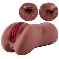 Natasha - Realistik Dokulu Melez Anal Vajinal 2 in 1 Titreşimli Suni Vajina