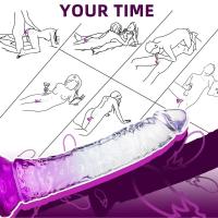 MYST COLOR Dildo Realistik Jel Dokuda Testissiz Ultra Yumuşak Şeffaf Mor Yapay Penis