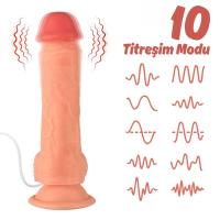 Ricky - Kumandalı Vantuzlu Güçlü Titreşimli Gerçekçi Yapay Penis Realistik Dokuda Dildo 20 CM