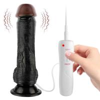 Ricky - Kumandalı Vantuzlu Güçlü Titreşimli Gerçekçi Zenci Yapay Penis Realistik Dokuda Dildo 20 CM