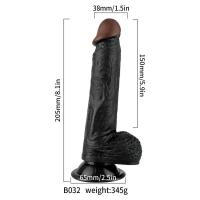 Ricky - Kumandalı Vantuzlu Güçlü Titreşimli Gerçekçi Zenci Yapay Penis Realistik Dokuda Dildo 20 CM