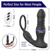 Rocky Şarjlı Uzaktan Kontrol Penis Halkalı İleri Geri Hareketli Prostat Uyarıcı Vibratör