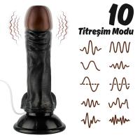 Ryan - Kumandalı Vantuzlu Güçlü Titreşimli Gerçekçi Zenci Yapay Penis Realistik Dokuda Dildo 21 CM