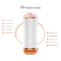 S2 Şarjlı İnleme Sesli Güçlü Titreşimli Vajina ve Oral Çift Taraflı Realistik Cup Mastürbatör