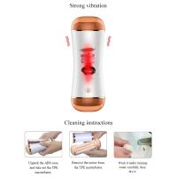 S2 Şarjlı İnleme Sesli Güçlü Titreşimli Vajina ve Oral Çift Taraflı Realistik Cup Mastürbatör