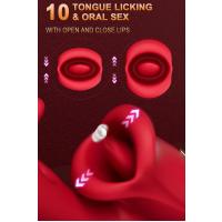 Şarjlı Klitoris G Nokta Uyarıcı Çırpma ve Dil Dudak Hareketli Güçlü Titreşimli 2 in 1 Oral Vibratör