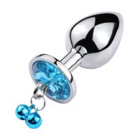 Paslanmaz Çelik Mavi Kalpli Mücevher Taşlı Pürüzsüz Gold Metal Anal Butt Plug - Küçük Boy