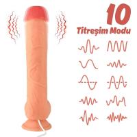 Thomas - Kumandalı Büyük Boy Güçlü Titreşimli Gerçekçi Yapay Penis Realistik Dokuda Dildo 28 CM