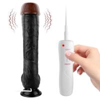 Thomas - Kumandalı Büyük Boy Güçlü Titreşimli Gerçekçi Zenci Yapay Penis Realistik Dokuda Dildo 28 CM