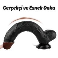 Thomas - Kumandalı Büyük Boy Güçlü Titreşimli Gerçekçi Zenci Yapay Penis Realistik Dokuda Dildo 28 CM