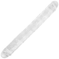 Ultra Soft Realistic Double Ended Clear Dildo Yumuşak Doku Gerçekçi Çift Taraflı Realistik Şeffaf Yapay Penis 33 CM