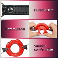 Deri Kemerli Kırmızı Yumuşak Silikon Dudak Esnek Esaret Ağız Tıkacı Red Open Mouth Lip Gag